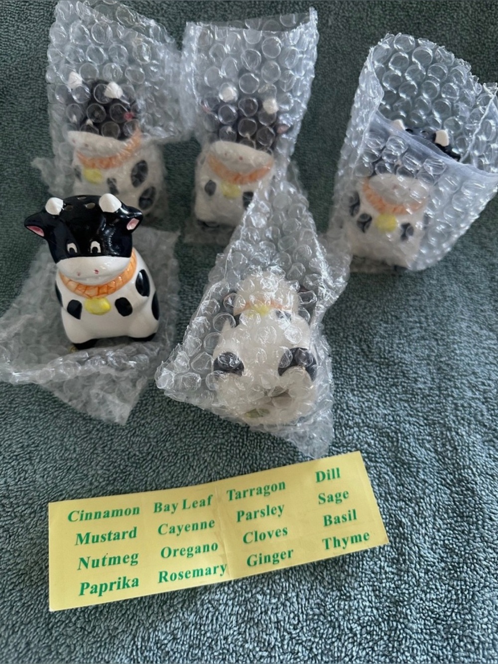 Vintage Cow Ceramic Spice Shaker Set - Black and White
